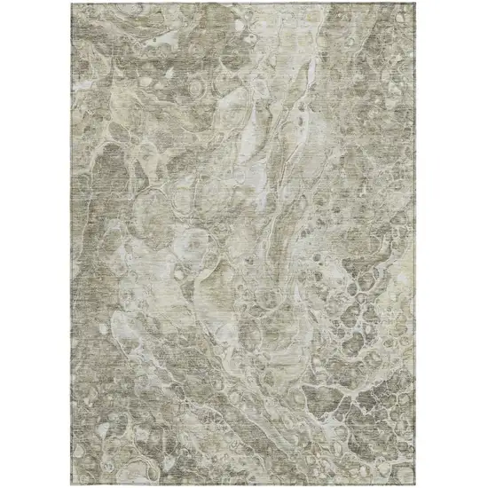 Tan Brown And Beige Abstract Washable Indoor Outdoor Area Rug Photo 7