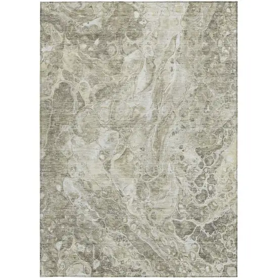 Tan Brown And Beige Abstract Washable Indoor Outdoor Area Rug Photo 7
