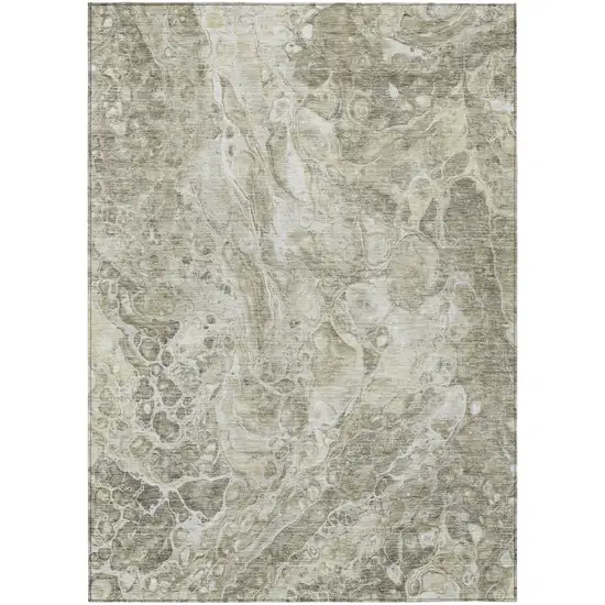 Tan Brown And Beige Abstract Washable Indoor Outdoor Area Rug Photo 2