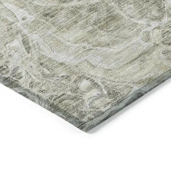 Tan Brown And Beige Abstract Washable Indoor Outdoor Area Rug Photo 5