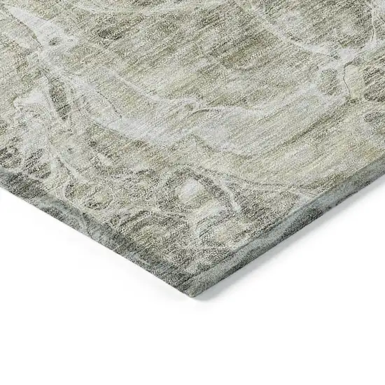 Tan Brown And Beige Abstract Washable Indoor Outdoor Area Rug Photo 5