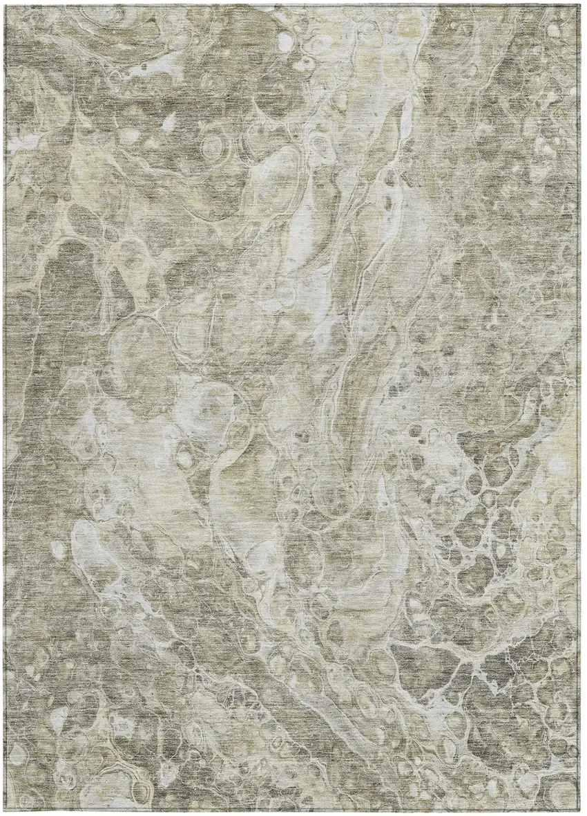 Tan Brown And Beige Abstract Washable Indoor Outdoor Area Rug Photo 7