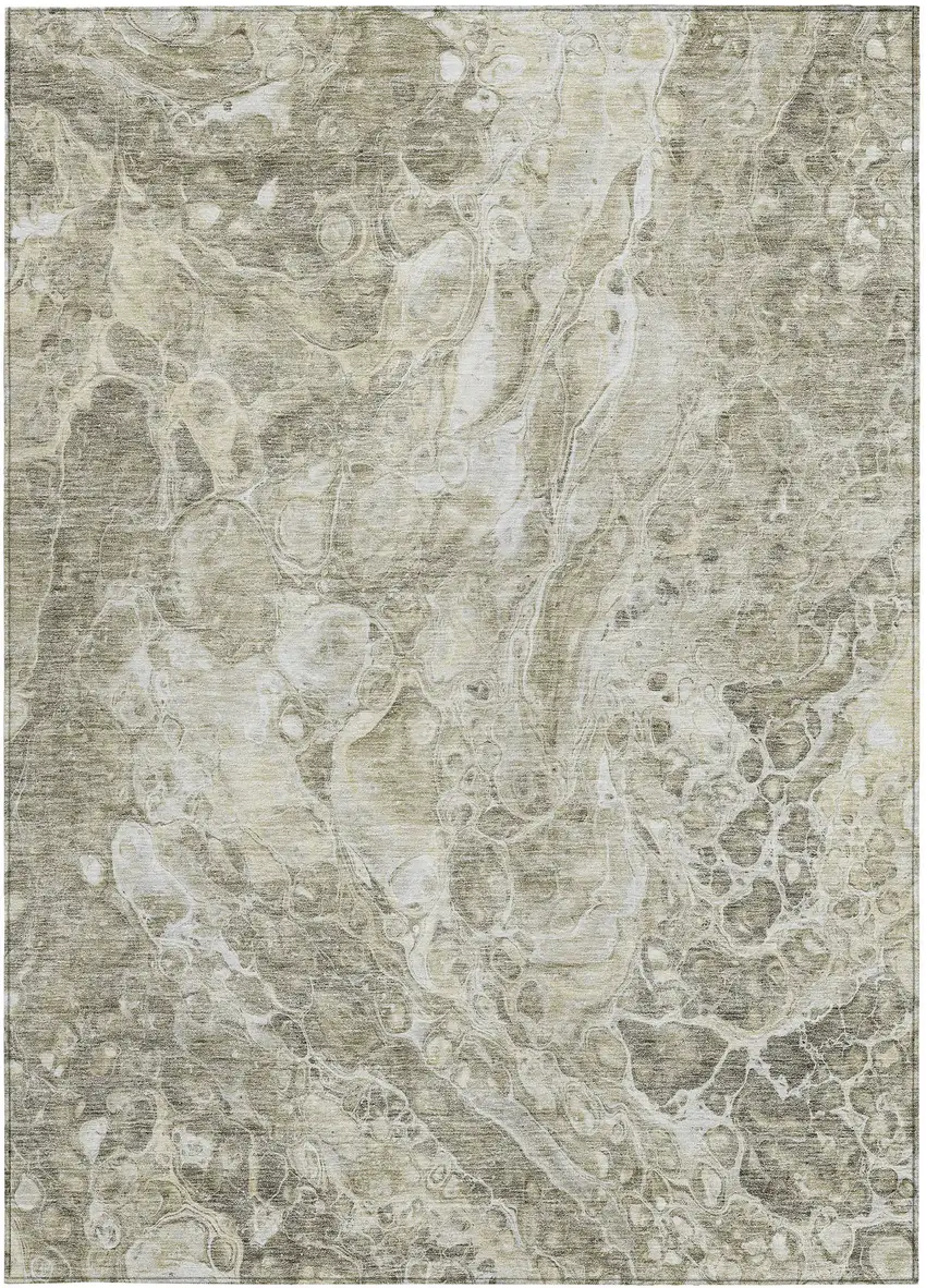 Tan Brown And Beige Abstract Washable Indoor Outdoor Area Rug Photo 7