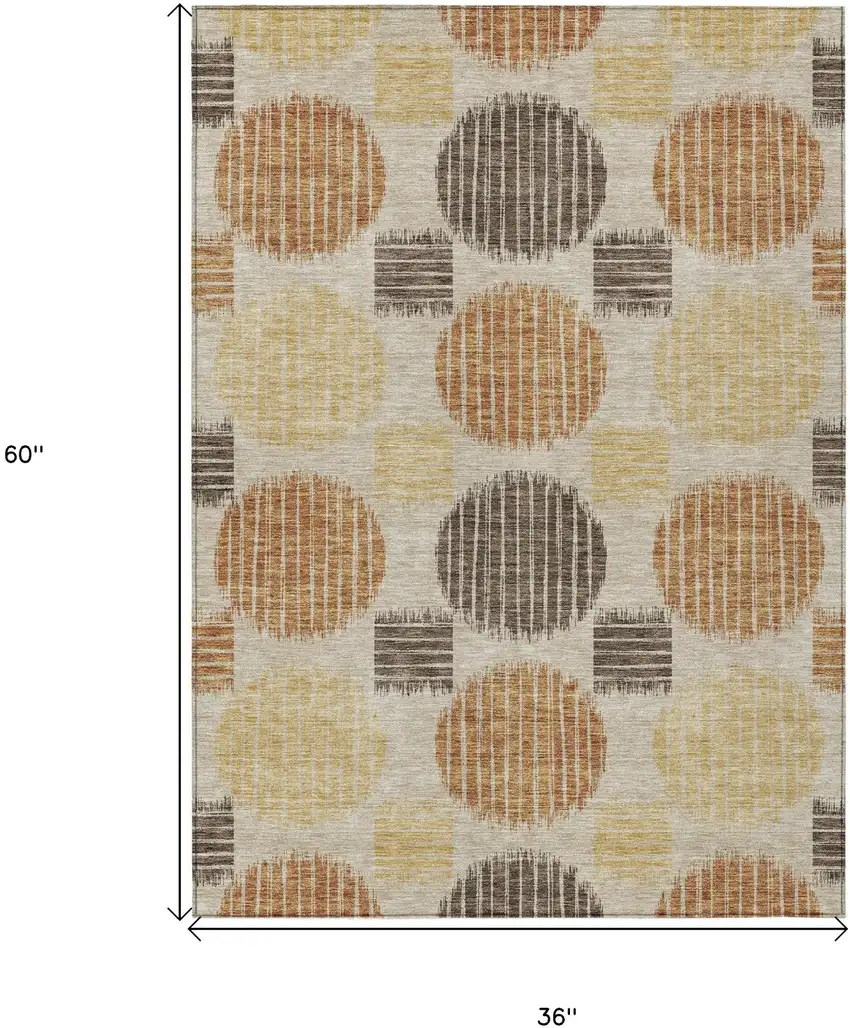 Tan Brown And Beige Geometric Washable Indoor Outdoor Area Rug Photo 3