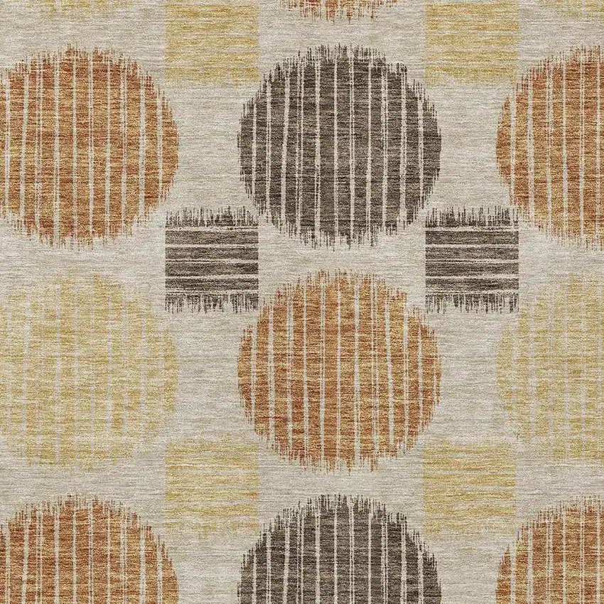 Tan Brown And Beige Geometric Washable Indoor Outdoor Area Rug Photo 5
