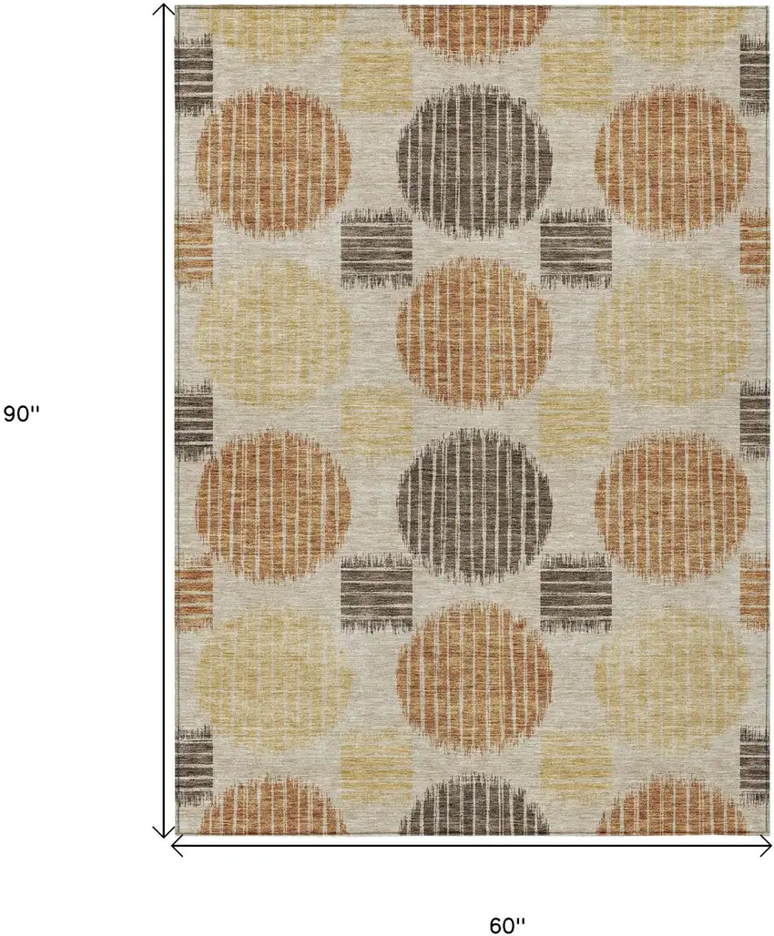 Tan Brown And Beige Geometric Washable Indoor Outdoor Area Rug Photo 3