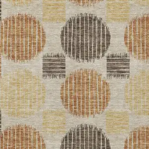 Photo of Tan Brown And Beige Geometric Washable Indoor Outdoor Area Rug