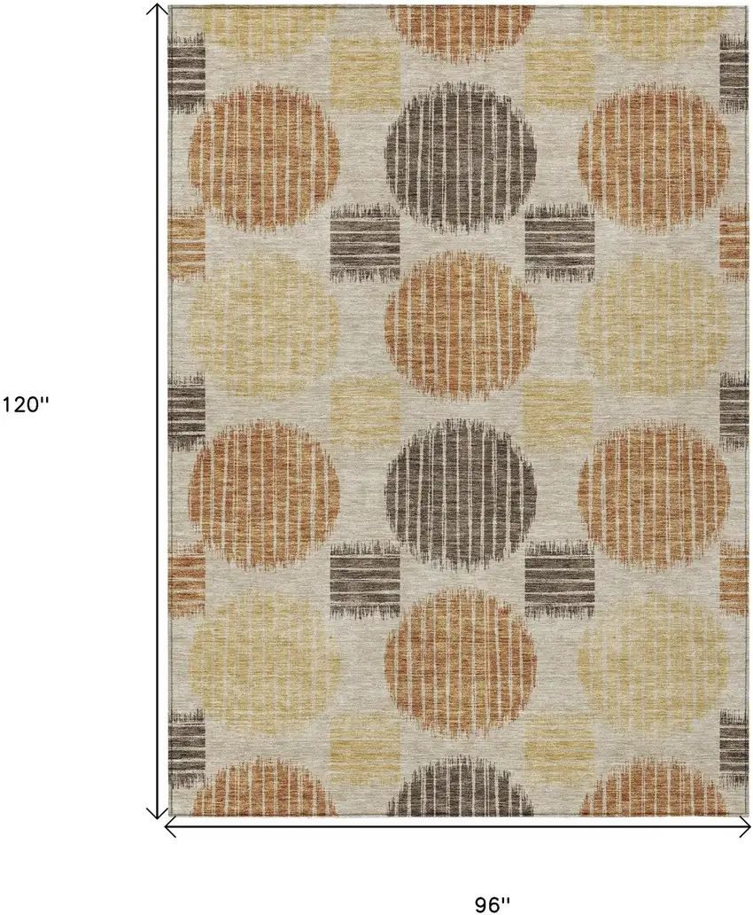 Tan Brown And Beige Geometric Washable Indoor Outdoor Area Rug Photo 3