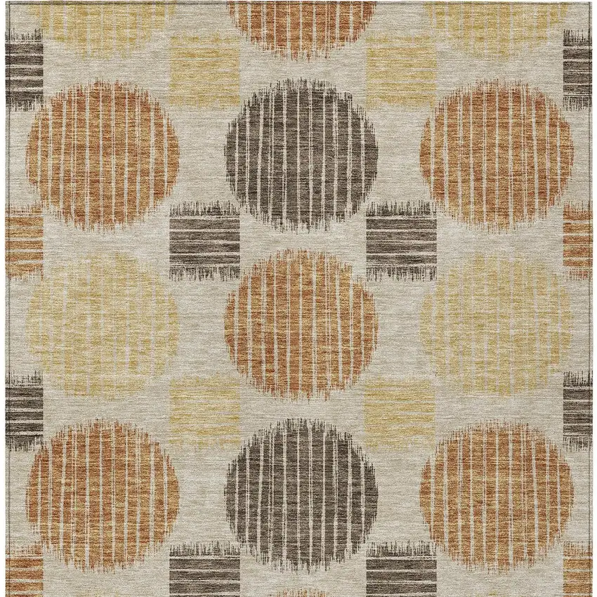 Tan Brown And Beige Geometric Washable Indoor Outdoor Area Rug Photo 7