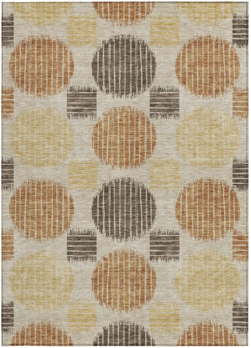 Tan Brown And Beige Geometric Washable Indoor Outdoor Area Rug Photo 7