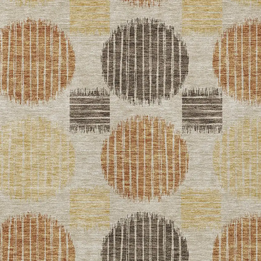 Tan Brown And Beige Geometric Washable Indoor Outdoor Area Rug Photo 5
