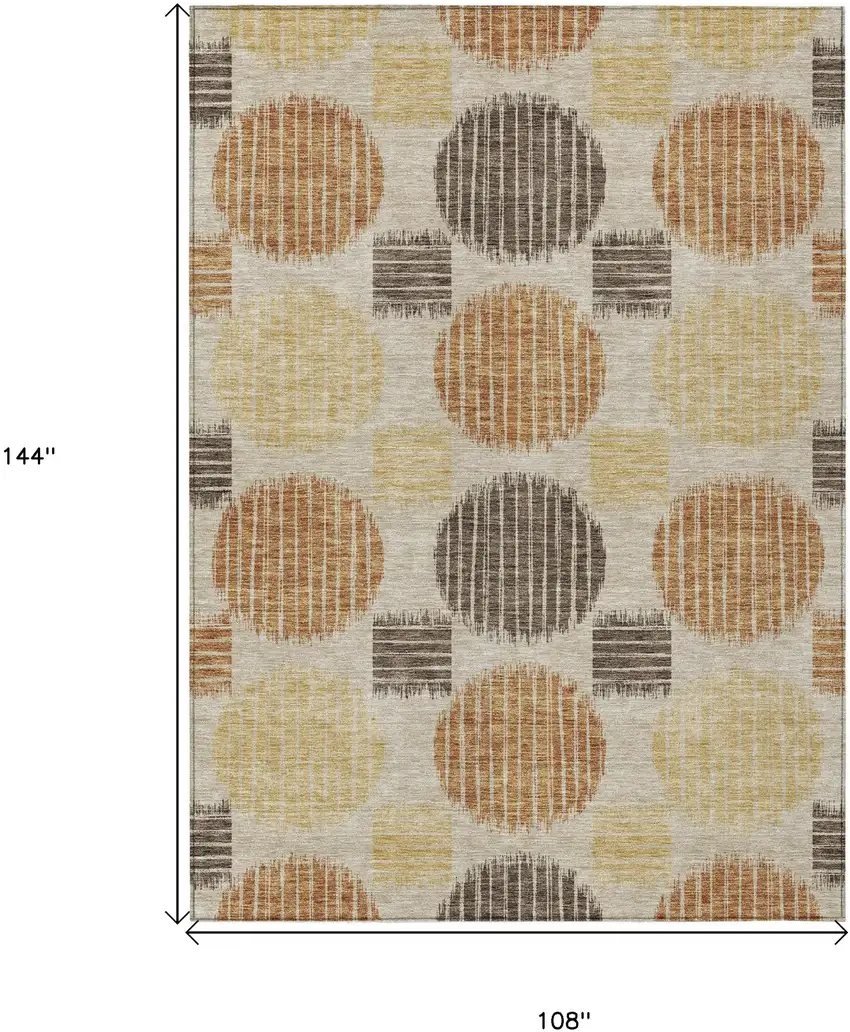 Tan Brown And Beige Geometric Washable Indoor Outdoor Area Rug Photo 3