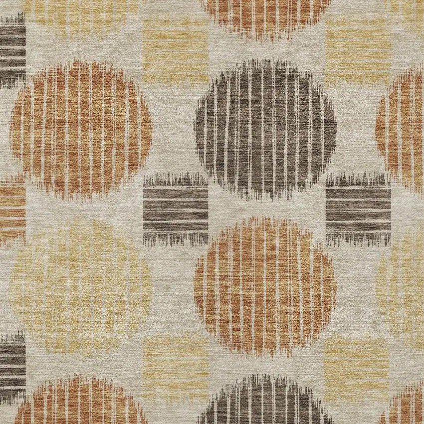 Tan Brown And Beige Geometric Washable Indoor Outdoor Area Rug Photo 5