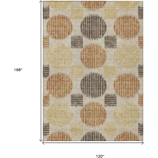Tan Brown And Beige Geometric Washable Indoor Outdoor Area Rug Photo 3