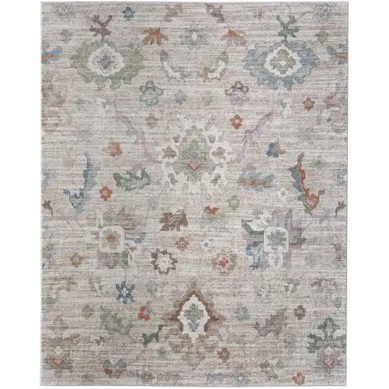 Tan Brown And Blue Abstract Distressed Area Rug Photo 9