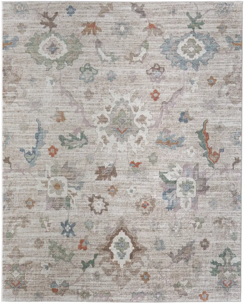 Tan Brown And Blue Abstract Distressed Area Rug Photo 9