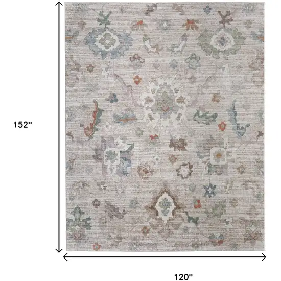 Tan Brown And Blue Abstract Distressed Area Rug Photo 3