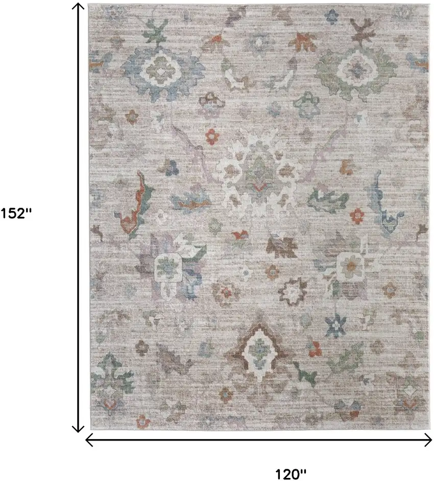 Tan Brown And Blue Abstract Distressed Area Rug Photo 3