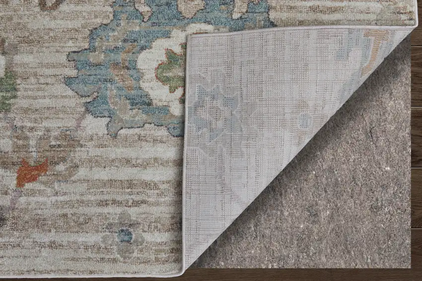 Tan Brown And Blue Abstract Distressed Area Rug Photo 4