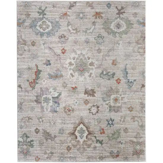 Tan Brown And Blue Abstract Distressed Area Rug Photo 2