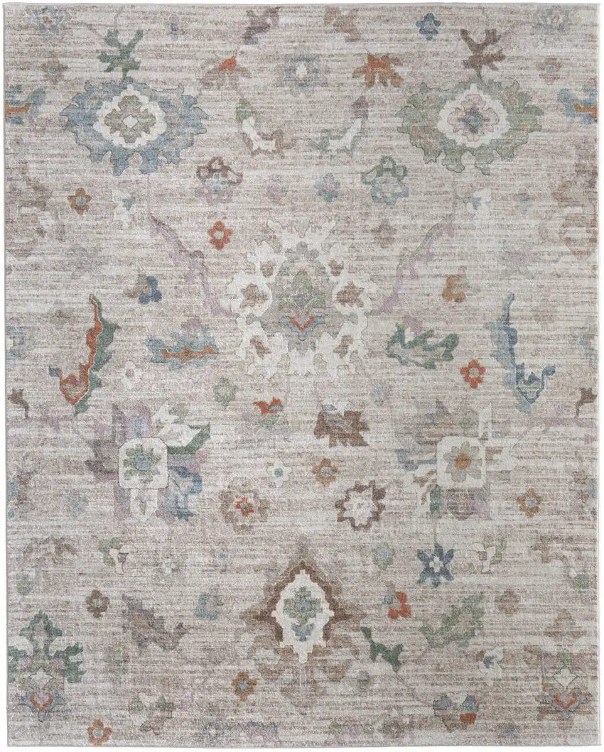 Tan Brown And Blue Abstract Distressed Area Rug Photo 2