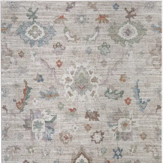 Tan Brown And Blue Abstract Distressed Area Rug Photo 9