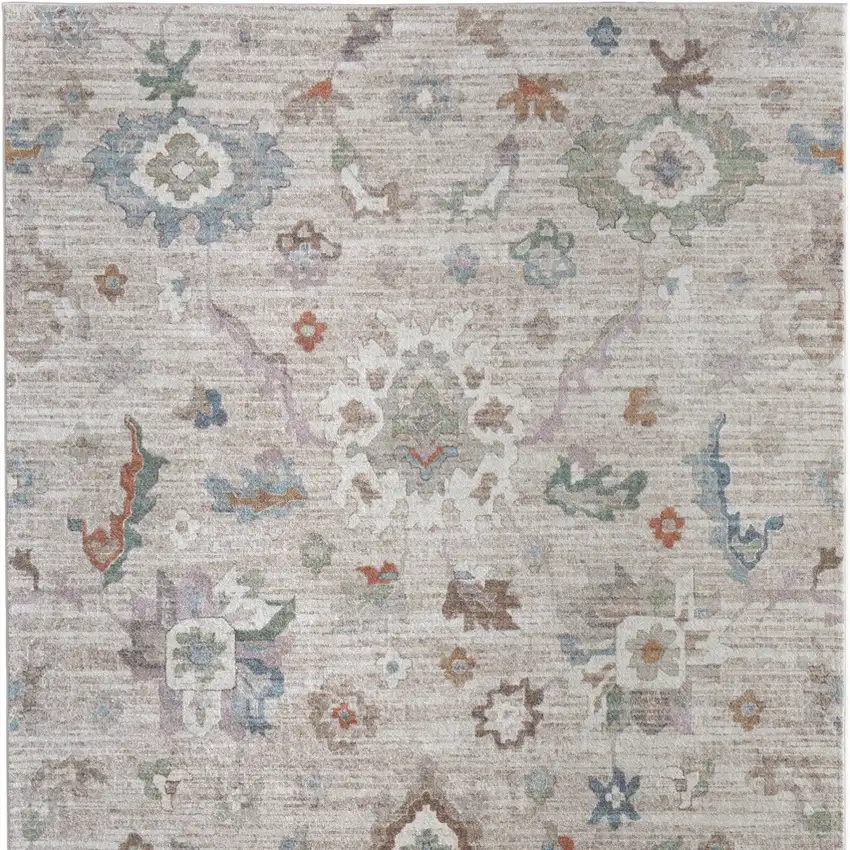 Tan Brown And Blue Abstract Distressed Area Rug Photo 9