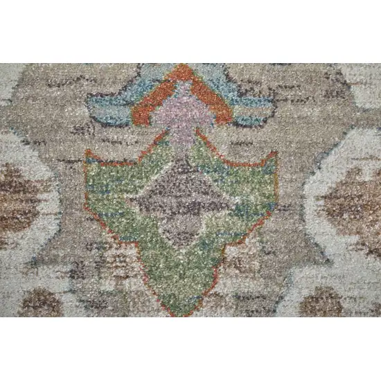 Tan Brown And Blue Abstract Distressed Area Rug Photo 8