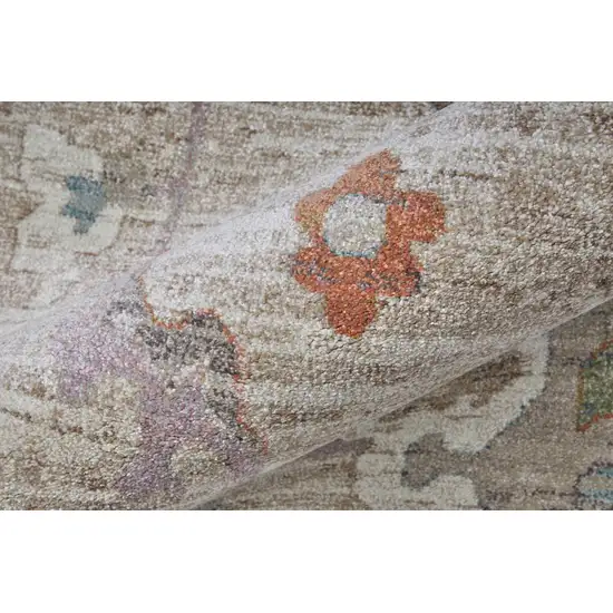 Tan Brown And Blue Abstract Distressed Area Rug Photo 7