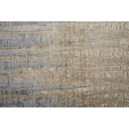 Tan And Blue Abstract Distressed Area Rug Photo 8