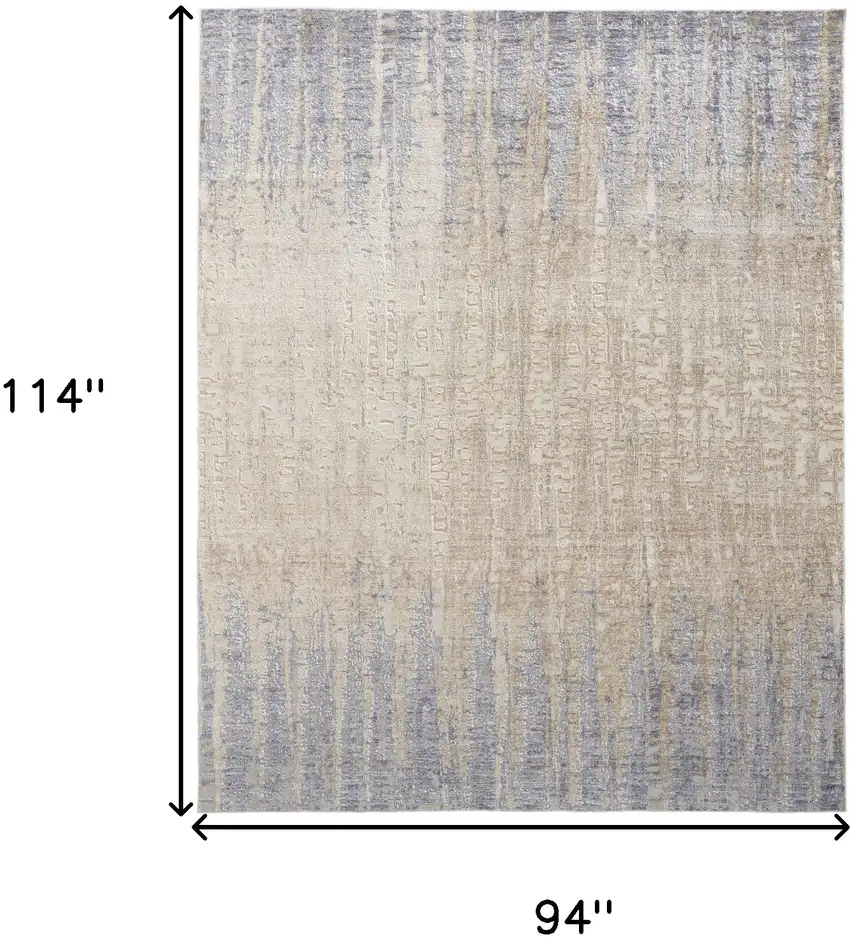 Tan Brown And Blue Abstract Power Loom Distressed Area Rug Photo 10