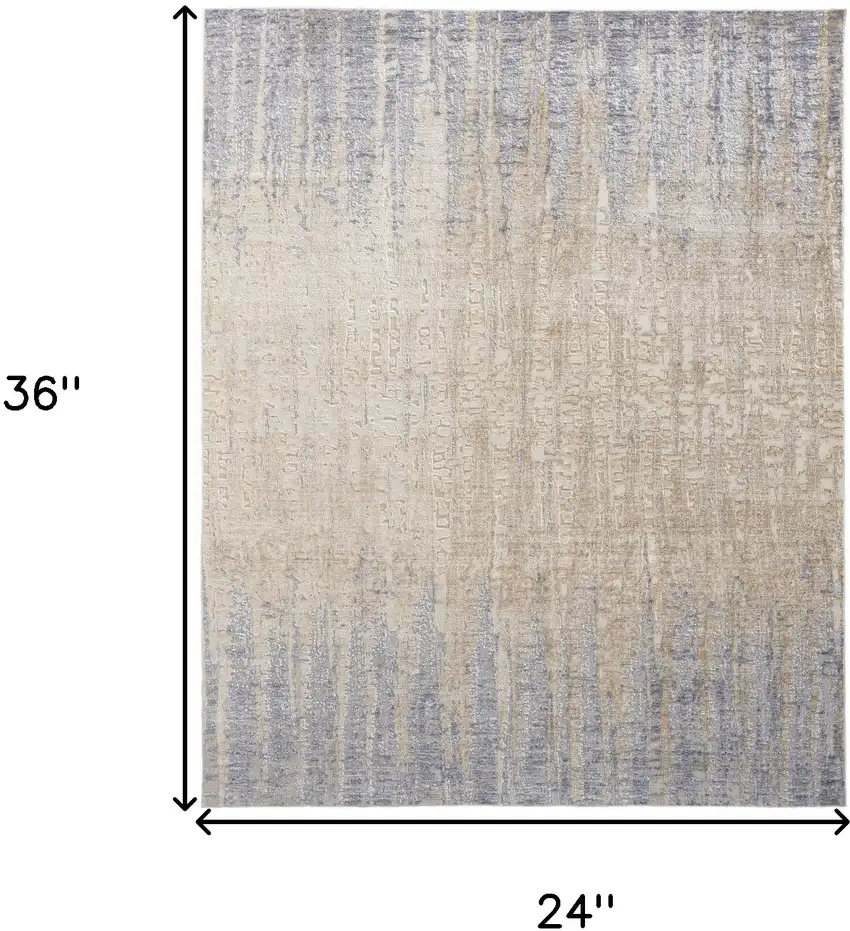Tan Brown And Blue Abstract Power Loom Distressed Area Rug Photo 10