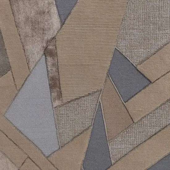 Tan Brown And Blue Wool Geometric Tufted Handmade Area Rug Photo 4
