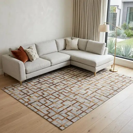 Tan Brown And Gray Geometric Hand Woven Area Rug Photo 1