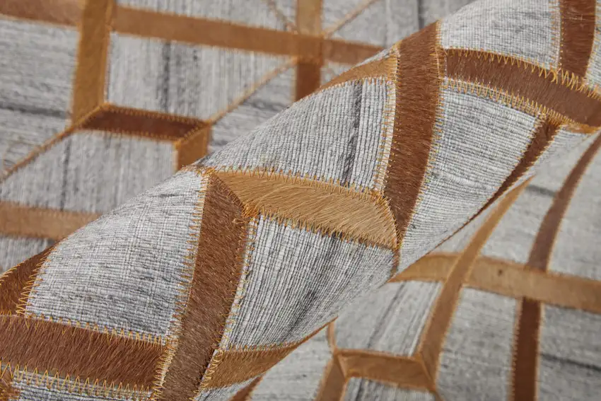 Tan Brown And Gray Geometric Hand Woven Area Rug Photo 6