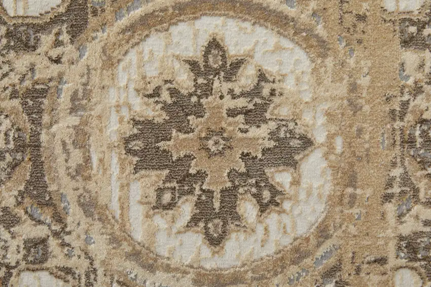 Tan Brown And Gray Oriental Distressed Area Rug Photo 7