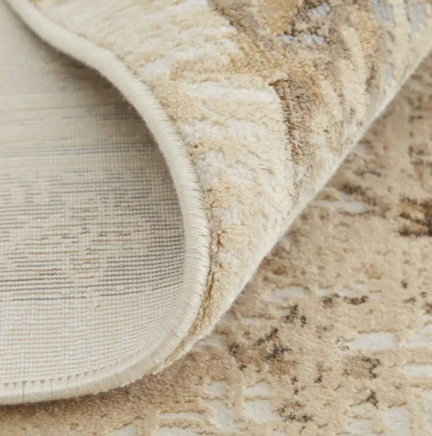 Tan Brown And Gray Oriental Distressed Area Rug Photo 4