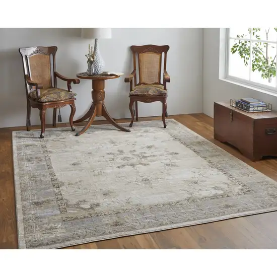 Tan Brown And Gray Oriental Distressed Area Rug Photo 5