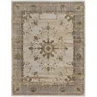 Photo of Tan Brown And Gray Power Loom Distressed Area Rug