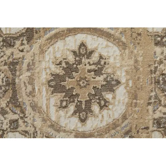 Tan Brown And Gray Oriental Distressed Area Rug Photo 8