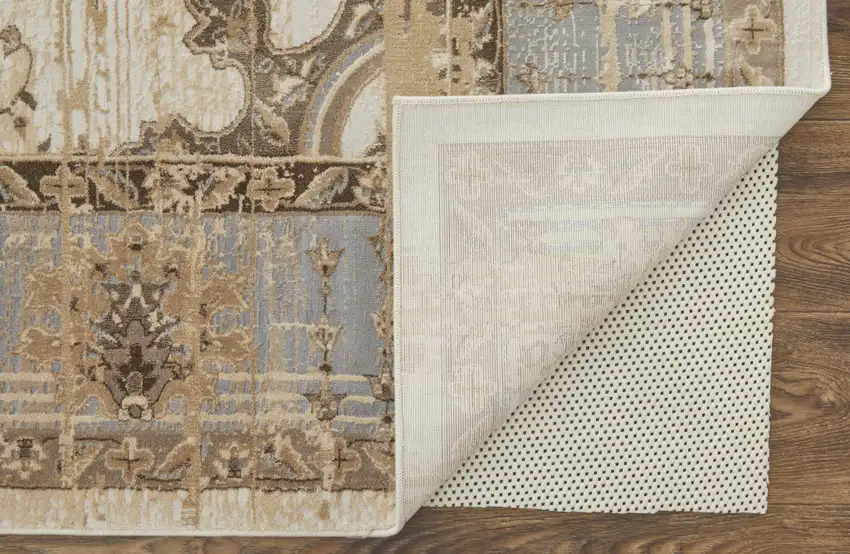 Tan Brown And Gray Power Loom Distressed Area Rug Photo 4