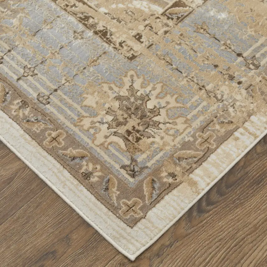 Tan Brown And Gray Power Loom Distressed Area Rug Photo 3