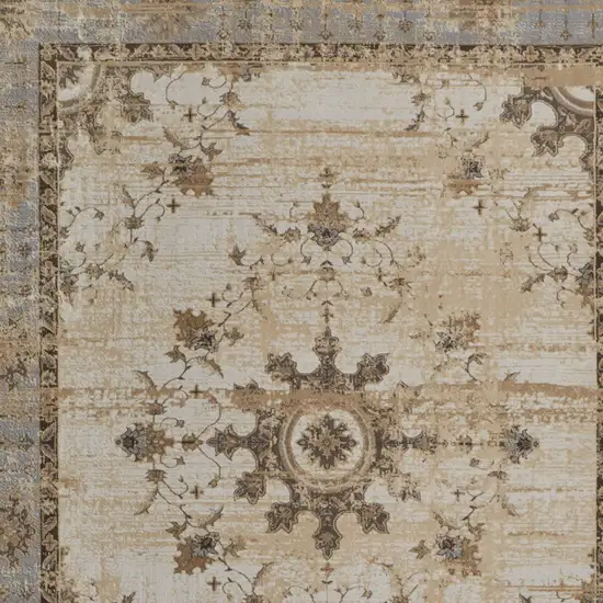 Tan Brown And Gray Power Loom Distressed Area Rug Photo 4