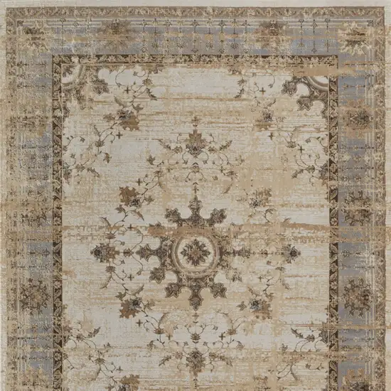 Tan Brown And Gray Power Loom Distressed Area Rug Photo 5