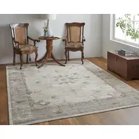 Photo of Tan Brown And Gray Power Loom Distressed Area Rug