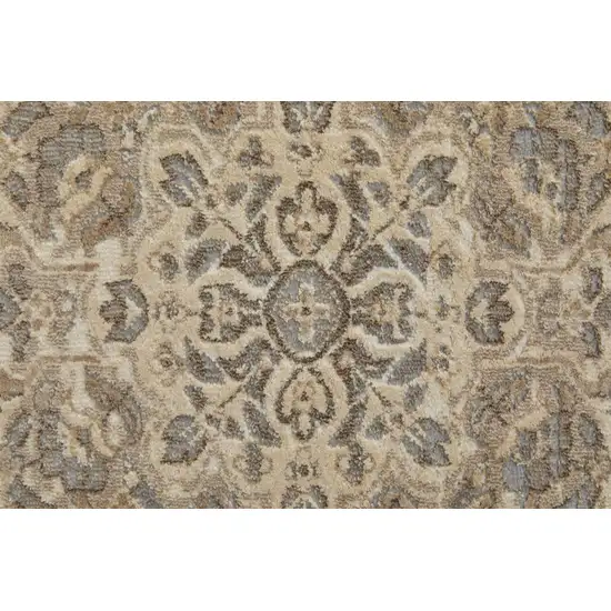 Tan Brown And Gray Medallion Distressed Area Rug Photo 8