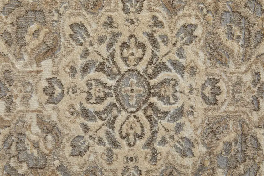 Tan Brown And Gray Medallion Distressed Area Rug Photo 8