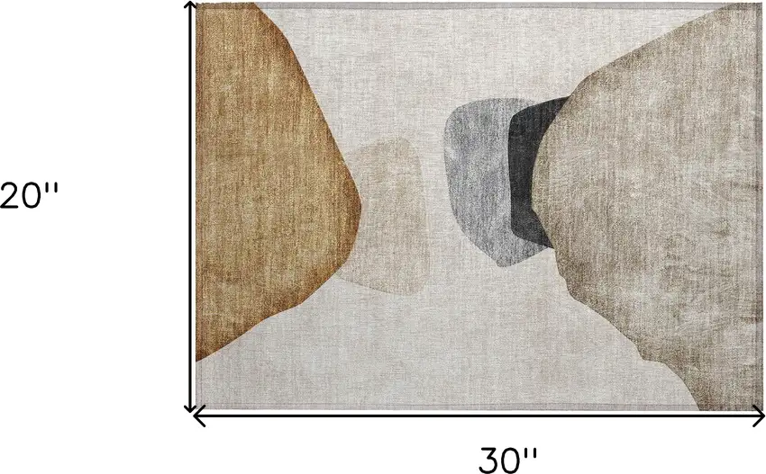 Tan Brown and Gray Abstract Washable Non Skid Indoor Outdoor Area Rug Photo 3