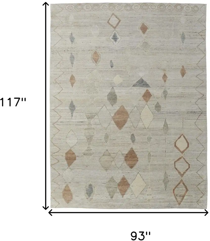 Tan Brown and Gray Wool Moroccan Hand Knotted Area Rug Photo 3
