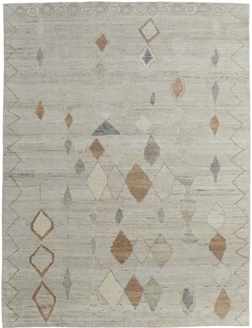 Tan Brown and Gray Wool Moroccan Hand Knotted Area Rug Photo 5